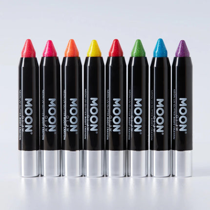Moon Glow Neon UV Glitter Body Crayons Yellow 3.2g van Moon Creations koop je bij Partywinkel