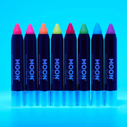 Moon Glow Neon UV Glitter Body Crayons Yellow 3.2g van Moon Creations koop je bij Partywinkel