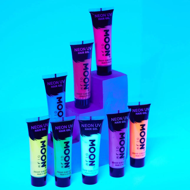 Moon Glow Neon UV Hair Gel Intense Blue 20ml van Moon Creations koop je bij Partywinkel
