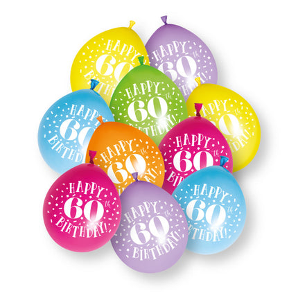 10 szt. balonów lateksowych „Happy 60th Birthday”, 23 cm