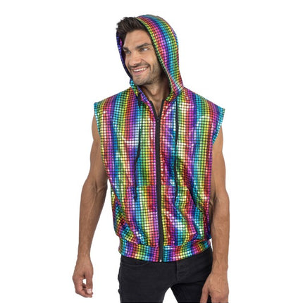 Męska kamizelka bez rękawów „Rainbow Disco”