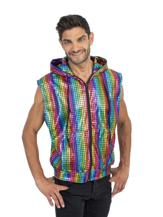 Męska kamizelka bez rękawów „Rainbow Disco”