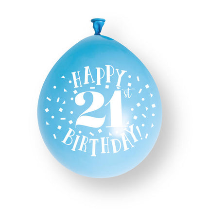 10 szt. balonów lateksowych „Happy 21st Birthday”, 23 cm