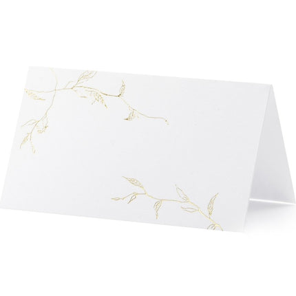 Naamkaartjes Goud Blad 10cm 10st van Partydeco koop je bij Partywinkel