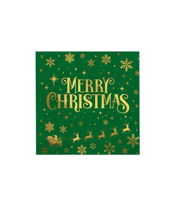 Serwetki - Wesołych Świąt w kolorze zielonym