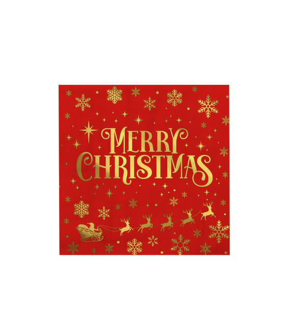 Serwetki - Wesołych Świąt w kolorze czerwonym