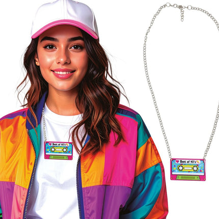 Neon 80S Ketting Cassette van Fiestas Guirca koop je bij Partywinkel