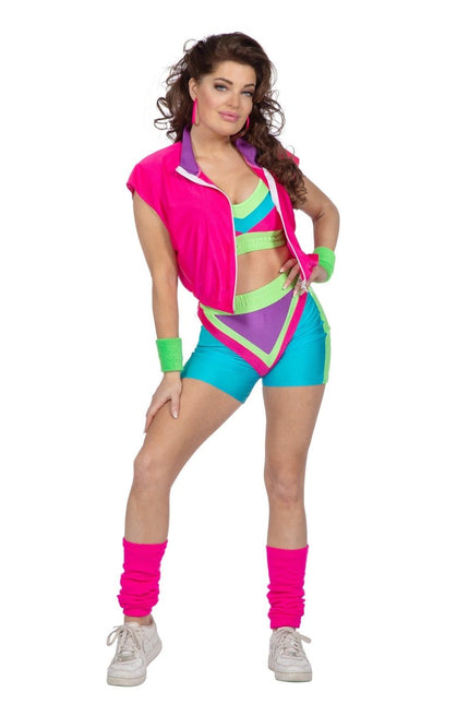 Neon 80S Kostuum Dames Aerobic 4 delig van Wilbers & Wilbers koop je bij Partywinkel