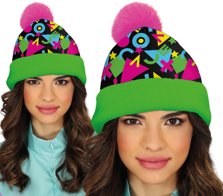 Neon 80S Muts Groen Roze - Partywinkel - 8434077137222