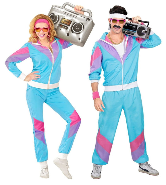 Neon 80S Trainingspak Fout Blauw van Widmann koop je bij Partywinkel