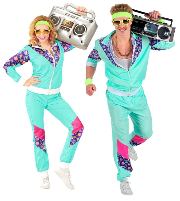 Neon 80S Trainingspak Fout Lichtblauw van Widmann koop je bij Partywinkel