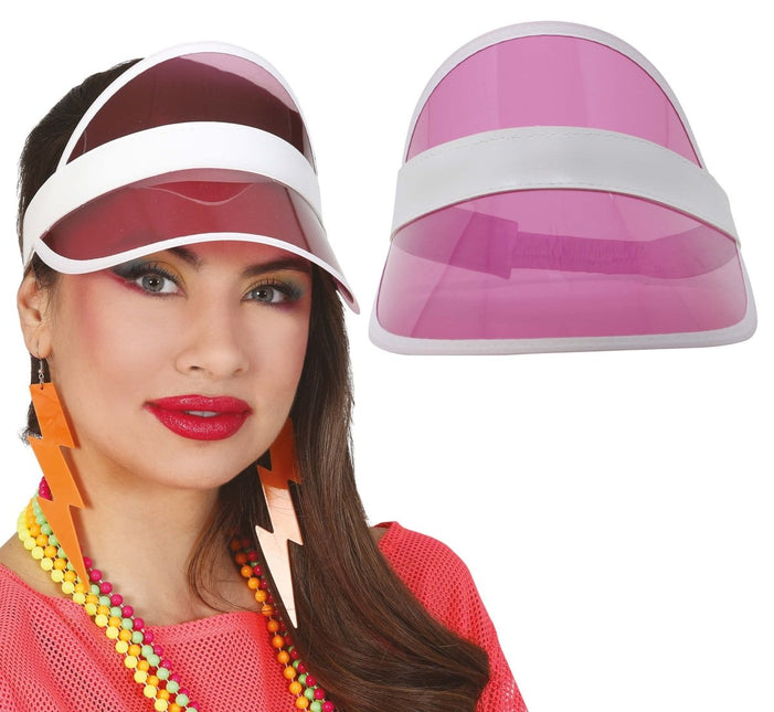 Neon 80S Zonneklep Roze 25cm - Partywinkel - 8434077135761