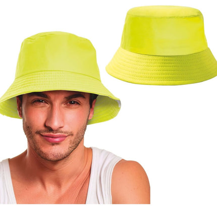Neon Gele Bucket Hat - Partywinkel - 8434077230381