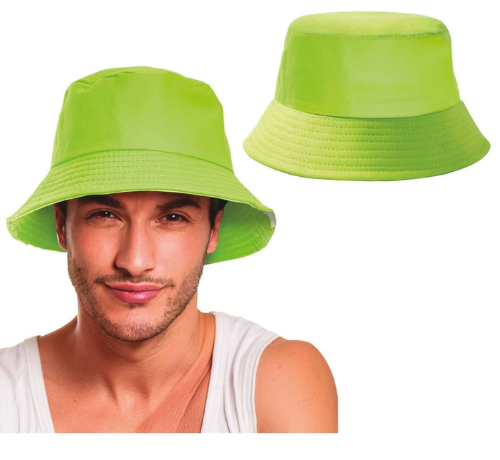 Neon Groene Bucket Hat - Partywinkel - 8434077230374