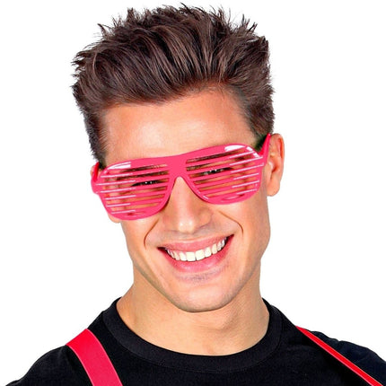 Neon Roze Bril Gestreept van Widmann koop je bij Partywinkel
