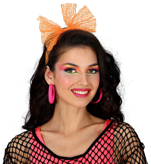 Neon Roze Oorbellen Hoepel van Fiestas Guirca koop je bij Partywinkel