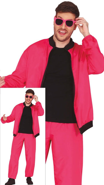 Neon Roze Trainingspak Fout Heren 2 delig - Partywinkel - 8434077861806