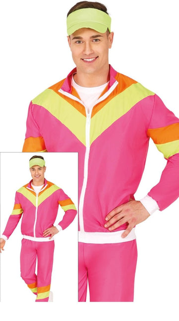Neon Roze Trainingspak Fout Heren - Partywinkel - 8434077861981