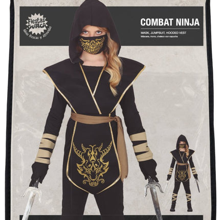 Ninja Pak Zwart Goud Meisje van Fiestas Guirca koop je bij Partywinkel