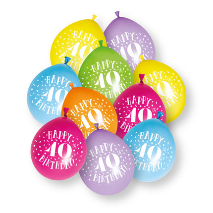 10 szt. balonów lateksowych „Happy 40th Birthday”, 23 cm