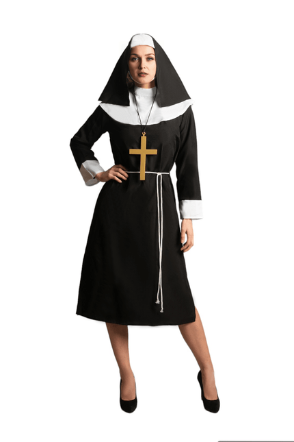 Non Kostuum Zwart Wit Dames van Partychimp koop je bij Partywinkel