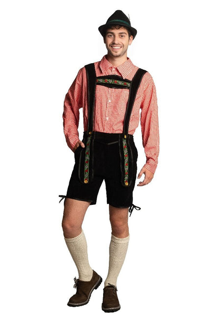 Czarne krótkie spodenki z bluzką Lederhose