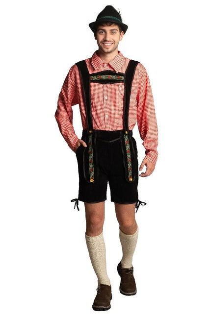 Czarne krótkie spodenki z bluzką Lederhose