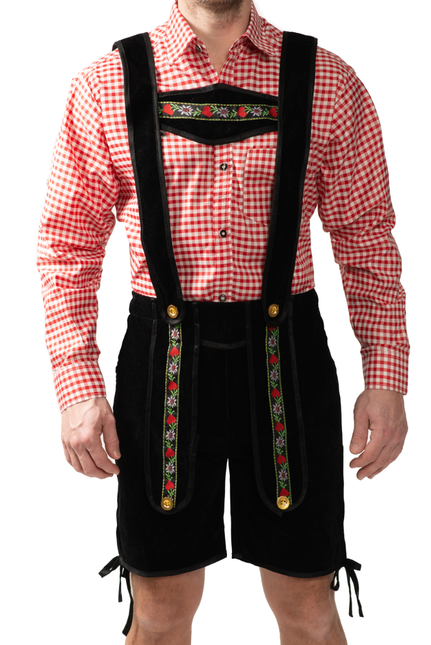 Czarne krótkie spodenki z bluzką Lederhose