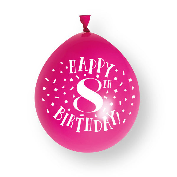 10 sztuk balonów lateksowych "Happy 8th Birthday 23 cm