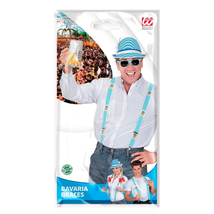 Oktoberfest Bretels Blauw Wit Met Bier van Widmann koop je bij Partywinkel