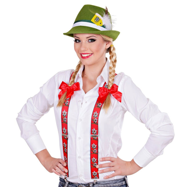 Oktoberfest Bretels Rood Met Edelweiss van Widmann koop je bij Partywinkel