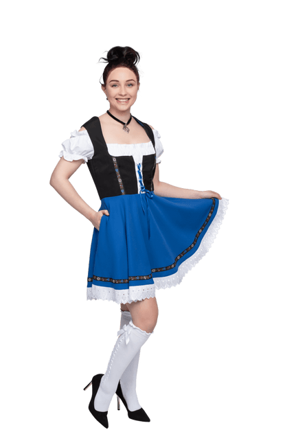 Oktoberfest Dirndl Jurk Oktoberfest Zwart Blauw Dames van Haus Huberts koop je bij Partywinkel