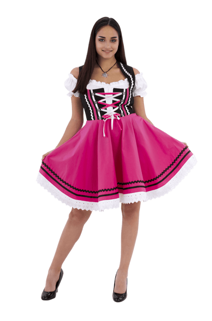 Oktoberfest Dirndl Jurk Oktoberfest Zwart Roze Dames 2 Delig van Haus Huberts koop je bij Partywinkel