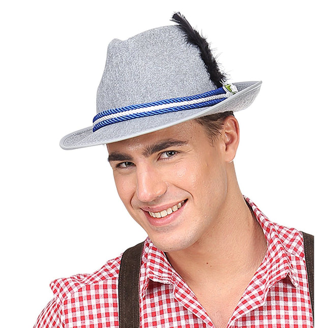 Oktoberfest Hoed Tiroler Grijs Met Edelweiss van Widmann koop je bij Partywinkel