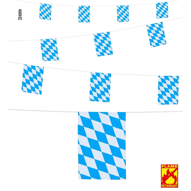 Oktoberfest Slinger Blauw Wit Brandvertragend 6m van Widmann koop je bij Partywinkel