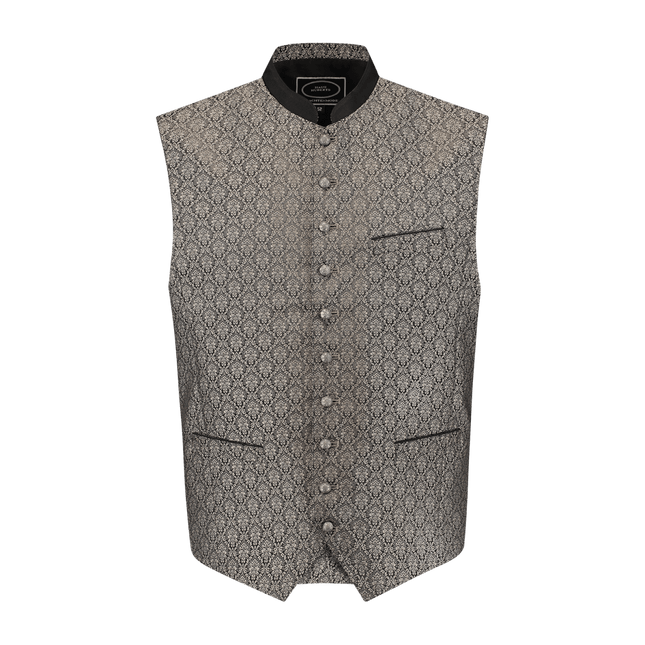 Oktoberfest Vest Grijs Trachtenweste Jaquard van Haus Huberts koop je bij Partywinkel