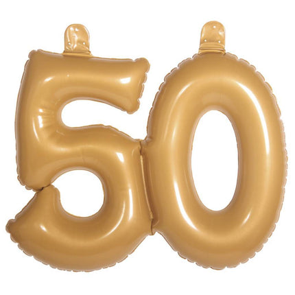 Opblaascijfer 50 Goud 45cm - Partywinkel - 8714572200509