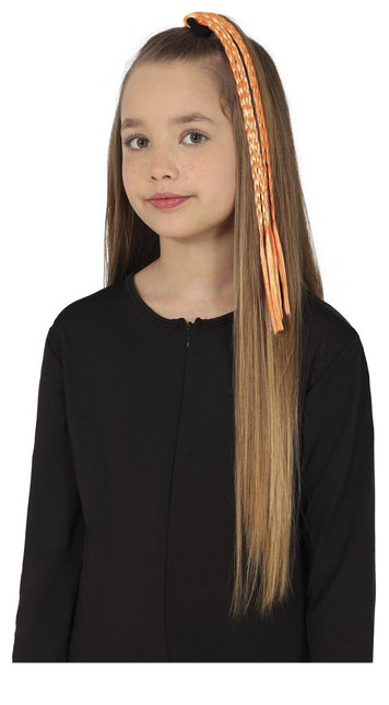 Oranje Hair Extension 35cm 3st - Partywinkel - 8434077481431