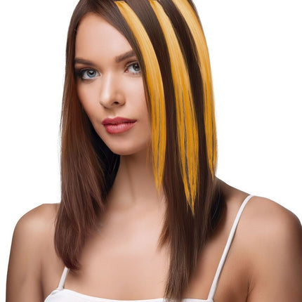 Oranje Hair Extension 50cm 3st - Partywinkel - 8434077481394