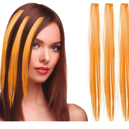 Oranje Hair Extension 50cm 3st - Partywinkel - 8434077481394