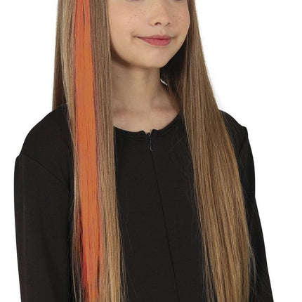 Oranje Hair Extension 50cm 3st - Partywinkel - 8434077481394