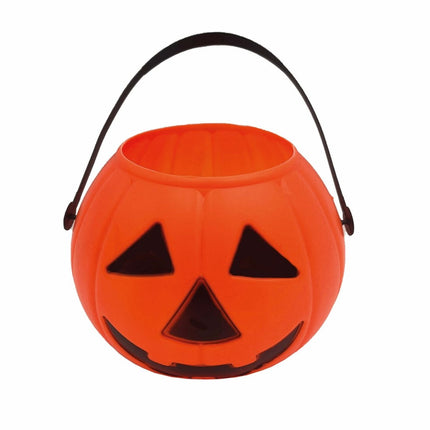 Oranje Halloween Snoep Emmer Pompoen 15cm van Fiestas Guirca koop je bij Partywinkel