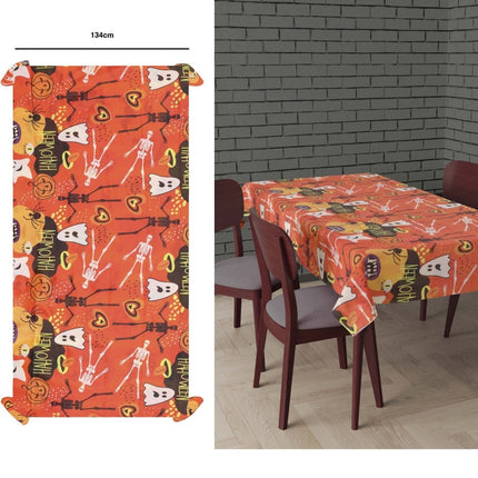 Oranje Halloween Tafelkleed Spoken 1,77m van Fiestas Guirca koop je bij Partywinkel