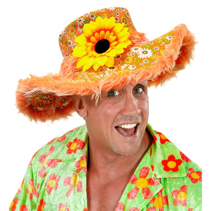 Oranje Hoed Oranje Zonnebloem van Widmann koop je bij Partywinkel