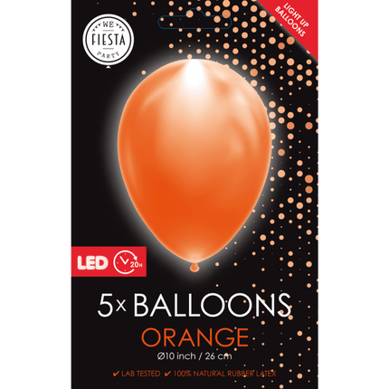 Oranje Led Ballonnen 26cm 5st van WeFiesta koop je bij Partywinkel