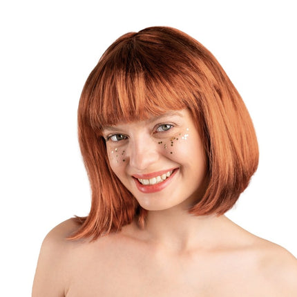 Oranje Pruik Bob Met Een Pony van Partydeco koop je bij Partywinkel