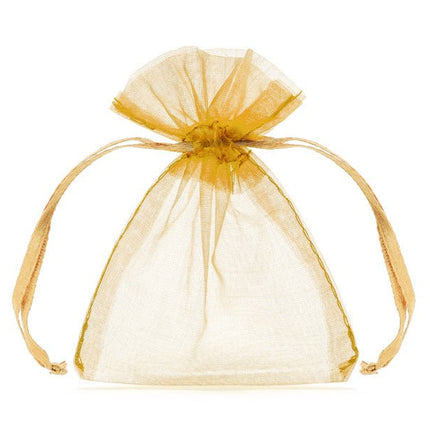 Organza Zakjes Goud 10cm 10st van Partydeco koop je bij Partywinkel
