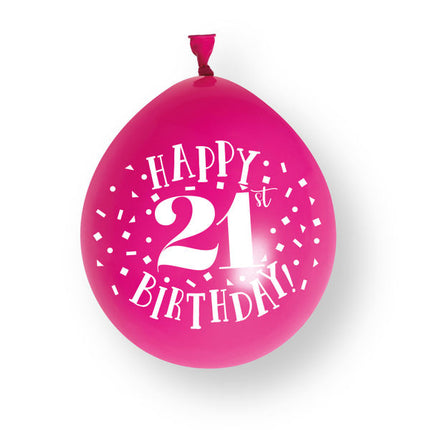 10 szt. balonów lateksowych „Happy 21st Birthday”, 23 cm