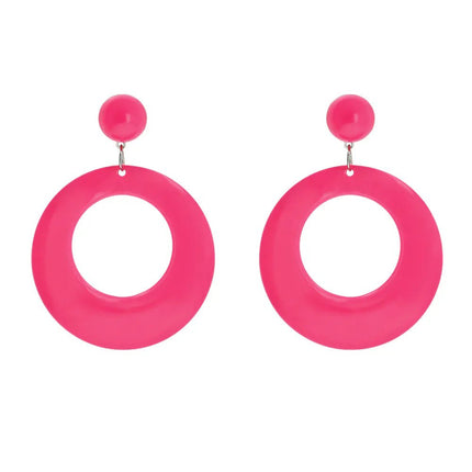 Paar oorbellen Retro neonroze van Boland koop je bij Partywinkel