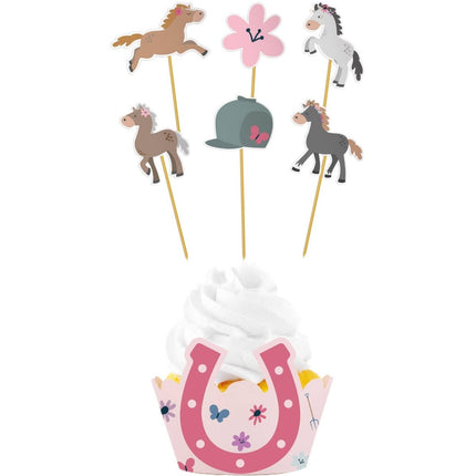 Paard Cupcake Toppers 12 delig van Folat koop je bij Partywinkel